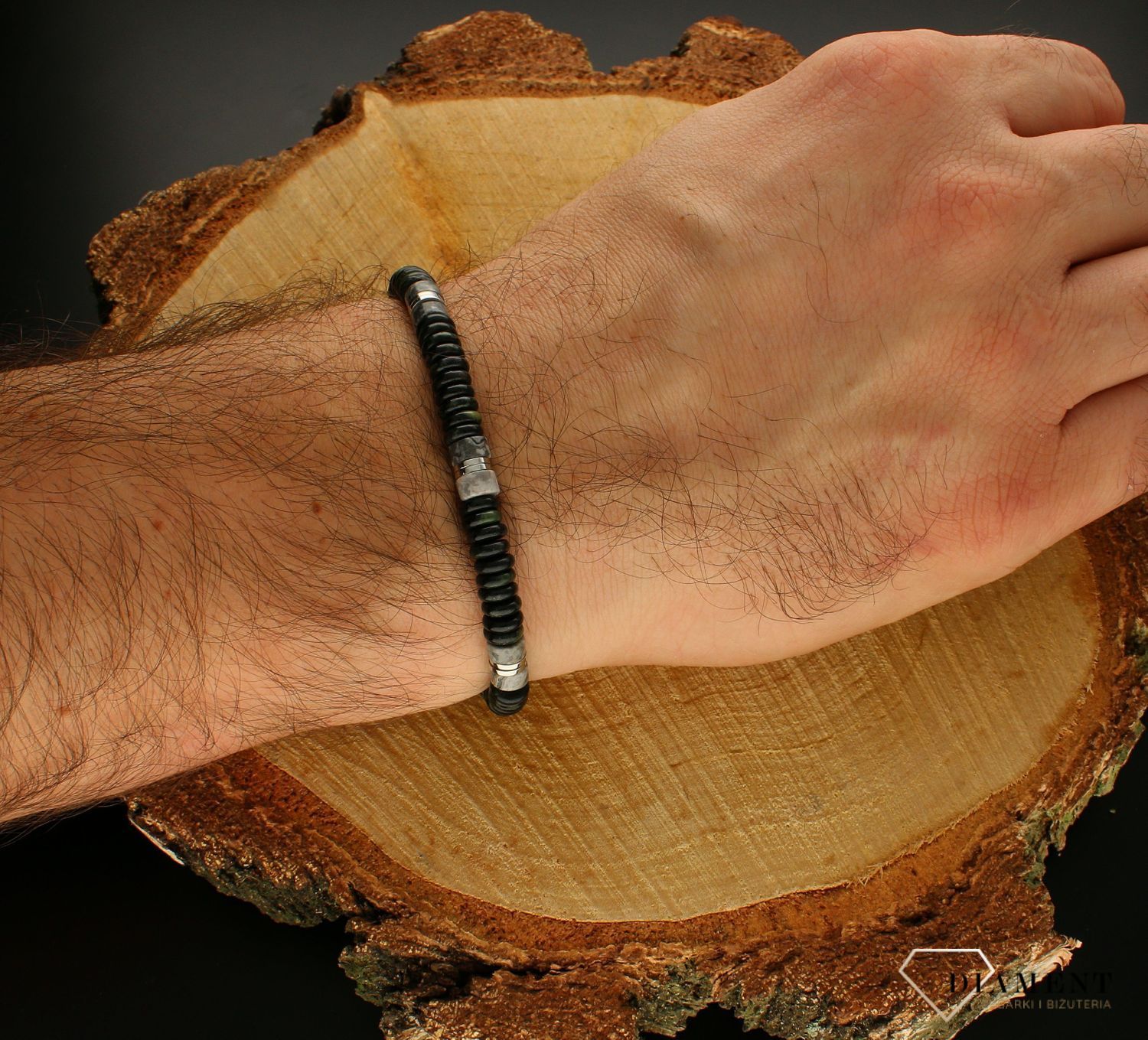 Bransoletka Męska Nomination – Stal Szlachetna, Jaspis Szary, Nowoczesny Design 027926081 Bransoletka męska Nomination Italy z jaspisem szarym, wykonaną ze stali szlachetnej..jpg